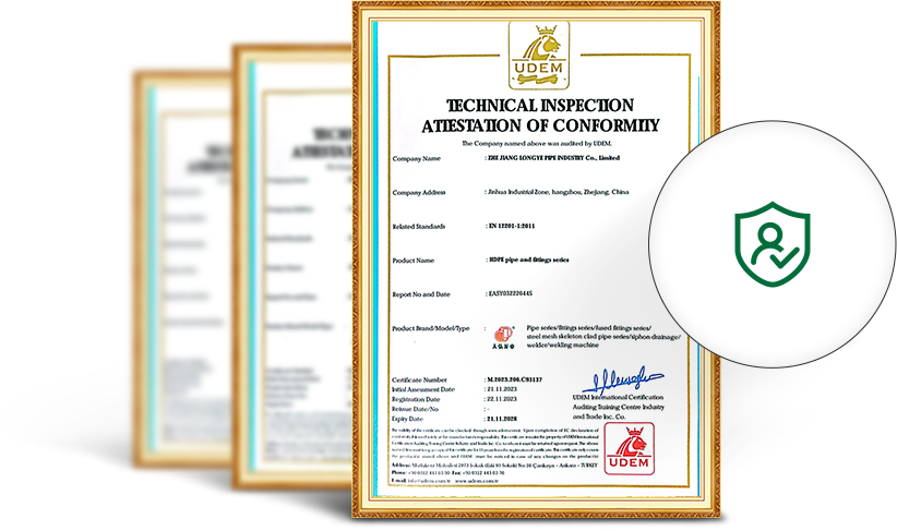 Certificat de fournisseurs de raccords en PEHD