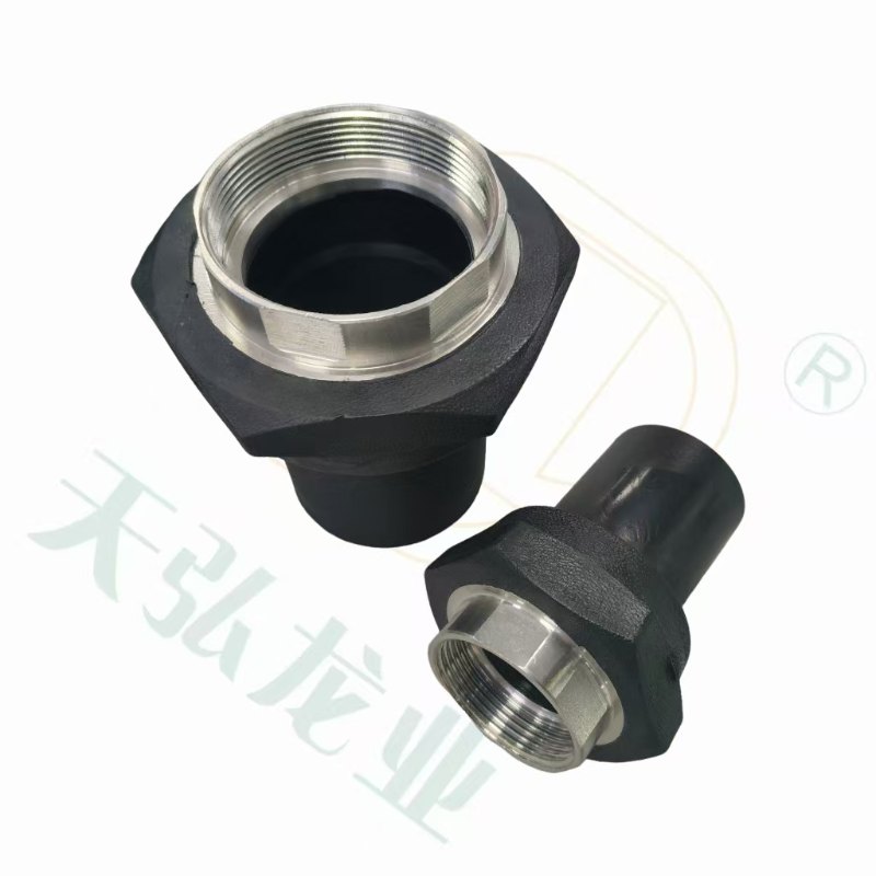 Coupleur à filetage femelle en PEHD pour l'approvisionnement en eau avec partie intérieure en acier inoxydable PN16 SDR11
