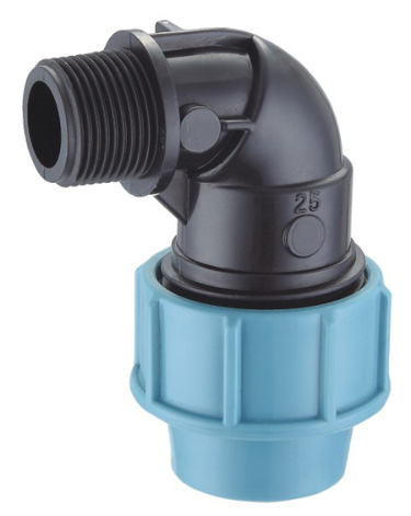Coude mâle en PP bleu clair 20-110 mm pour systèmes d'eau potable